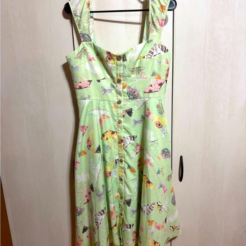 ModCloth Hutch Moth Print Green Dress